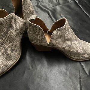 Gray Snakeskin Ankle Boots